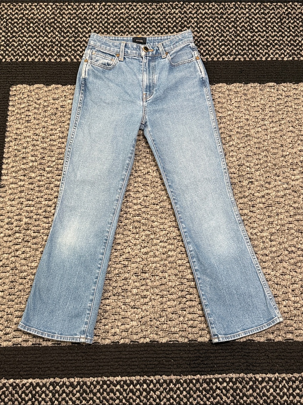 Khaite Benny Kick Flare Jeans 24 High Rise Stretch Denim Designer Luxury